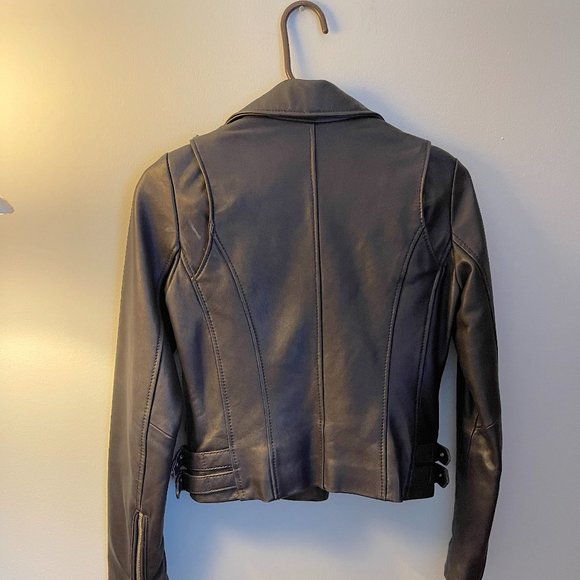 Michael Kors Black Leather Moto Jacket XS - Picture 5 of 16